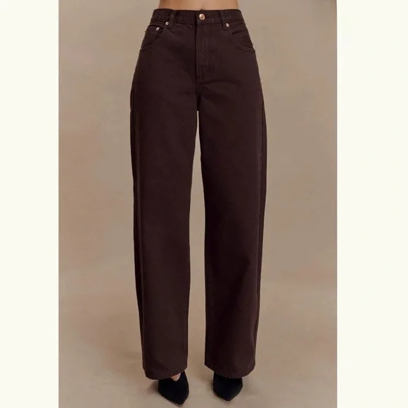 Meshki Chocolate Brown Straight-Leg Pants - Picture 2 of 8